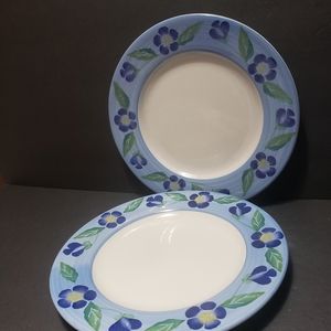 Set of 2 PIER 1 (ITALY) "Romantic Garden" Dinner Plates